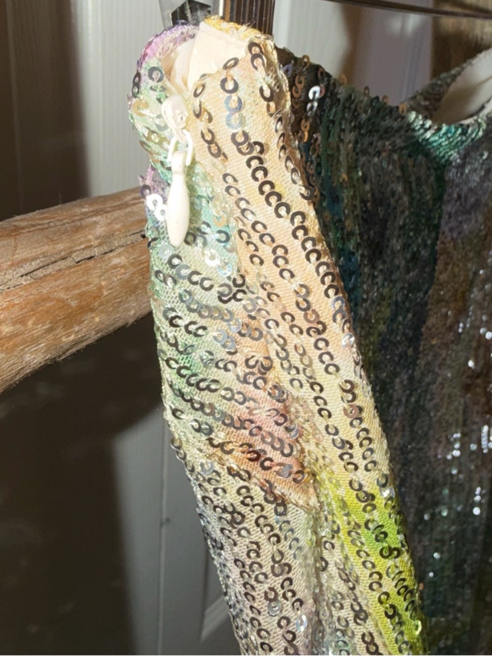 Zara Iridescent Sequin Skirt in Silver and Holographic Tones - Picture 6 of 6
